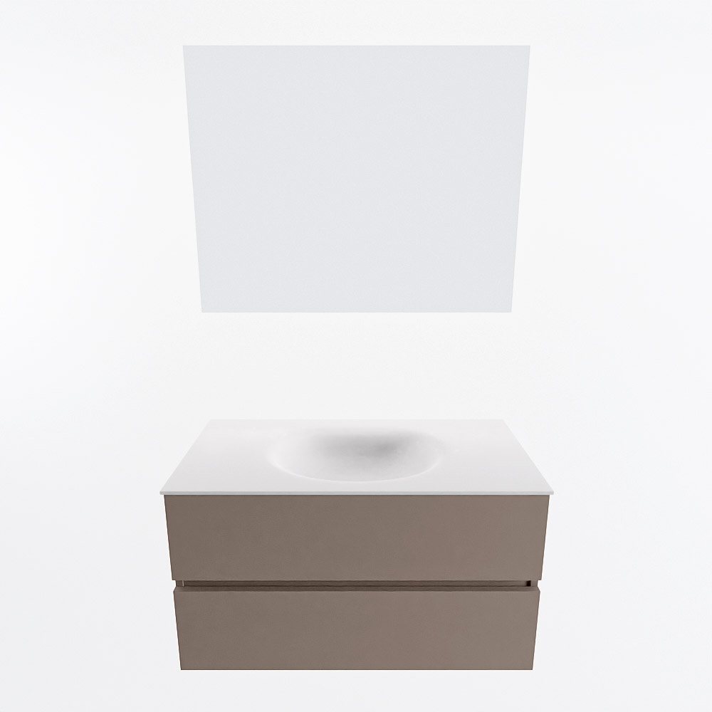 MONDIAZ VICA 90cm mueble de baño Smoke 2 cajones. Lavabo MOON Centro sin orificio color Talc con espejo LED. 5 MONDIAZ VICA 90cm mueble de baño Smoke 2 cajones. Lavabo MOON Centro sin orificio color Talc con espejo LED. - Imagen 5
