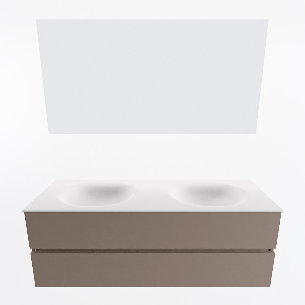 MONDIAZ VICA 140cm mueble de baño Smoke 2 cajones. Lavabo MOON Doble sin orificio color Talc con espejo LED. 5 MONDIAZ VICA 140cm mueble de baño Smoke 2 cajones. Lavabo MOON Doble sin orificio color Talc con espejo LED. - Imagen 5
