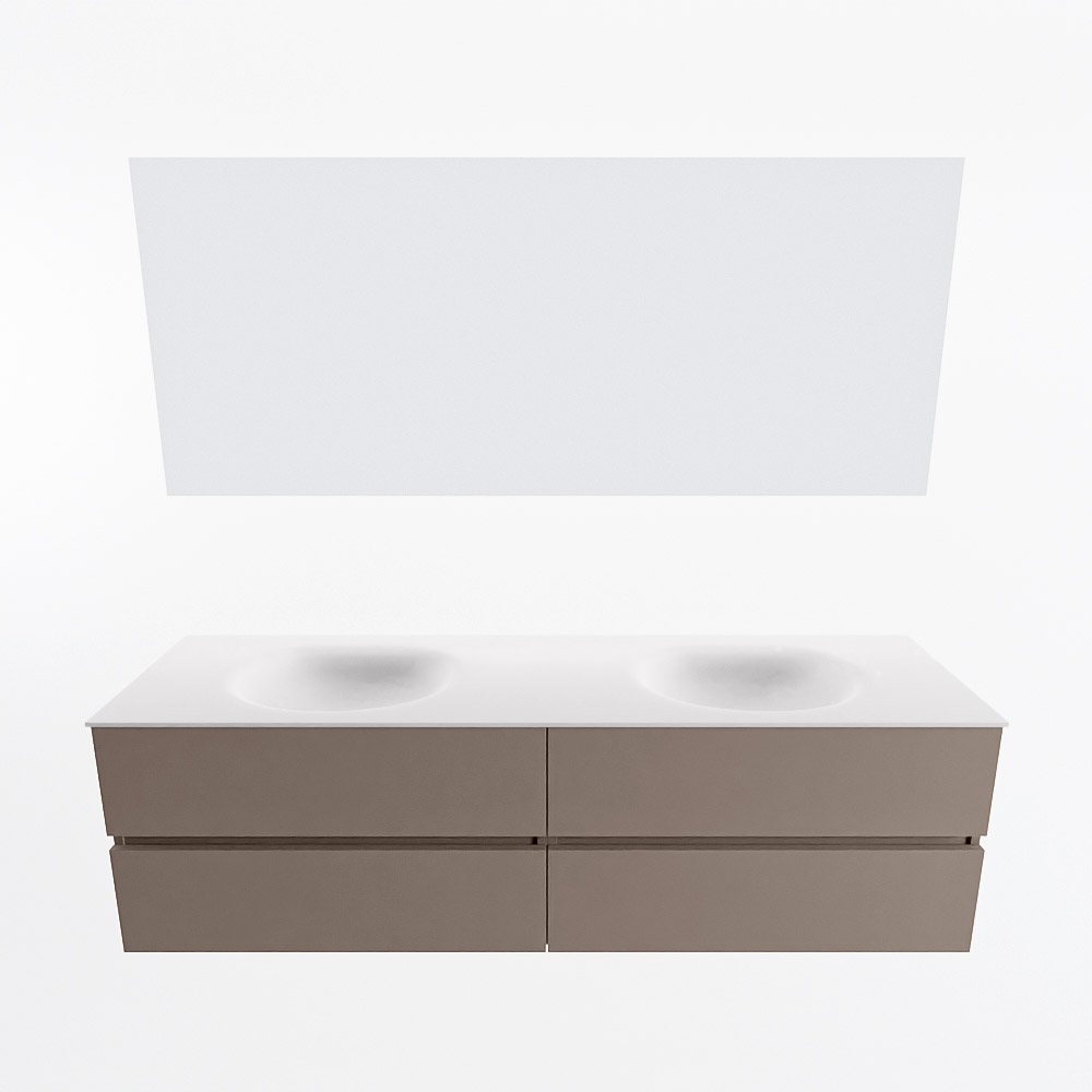 MONDIAZ VICA 170cm mueble de baño Smoke 4 cajones. Lavabo MOON Doble 2 orificios color Talc con espejo LED. 5 MONDIAZ VICA 170cm mueble de baño Smoke 4 cajones. Lavabo MOON Doble 2 orificios color Talc con espejo LED. - Imagen 5