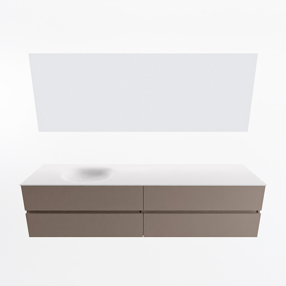 MONDIAZ VICA 200cm mueble de baño Smoke 4 cajones. Lavabo MOON Izquierda 1 orificio color Talc con espejo LED. 5 MONDIAZ VICA 200cm mueble de baño Smoke 4 cajones. Lavabo MOON Izquierda 1 orificio color Talc con espejo LED. - Imagen 5