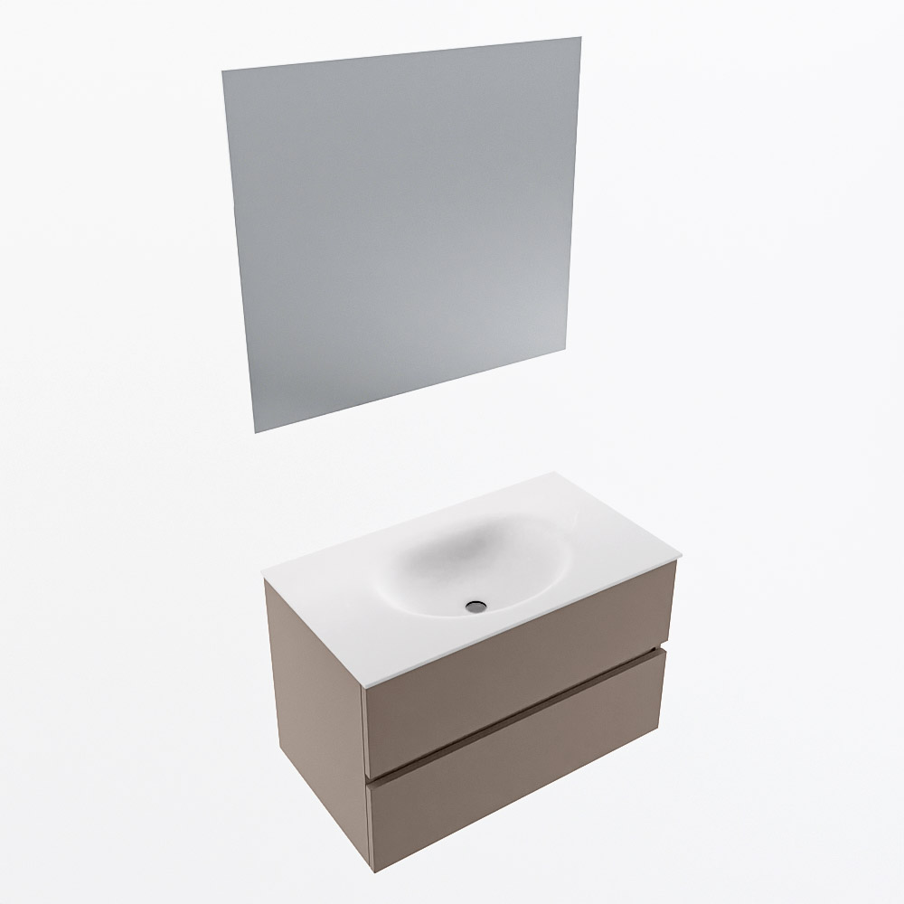 MONDIAZ VICA 80cm mueble de baño Smoke 2 cajones. Lavabo MOON Centro sin orificio color Talc con espejo LED. 6 MONDIAZ VICA 80cm mueble de baño Smoke 2 cajones. Lavabo MOON Centro sin orificio color Talc con espejo LED. - Imagen 6