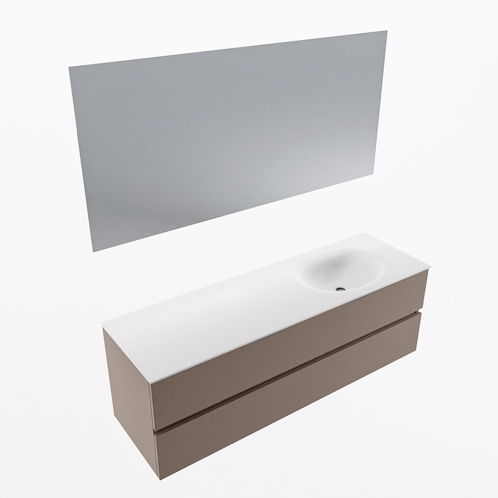 MONDIAZ VICA 150cm mueble de baño Smoke 2 cajones. Lavabo MOON Derecho 1 orificio color Talc con espejo LED. 6 MONDIAZ VICA 150cm mueble de baño Smoke 2 cajones. Lavabo MOON Derecho 1 orificio color Talc con espejo LED. - Imagen 6