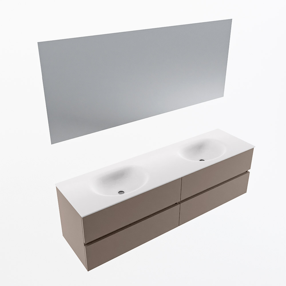 MONDIAZ VICA 170cm mueble de baño Smoke 4 cajones. Lavabo MOON Doble 2 orificios color Talc con espejo LED. 6 MONDIAZ VICA 170cm mueble de baño Smoke 4 cajones. Lavabo MOON Doble 2 orificios color Talc con espejo LED. - Imagen 6