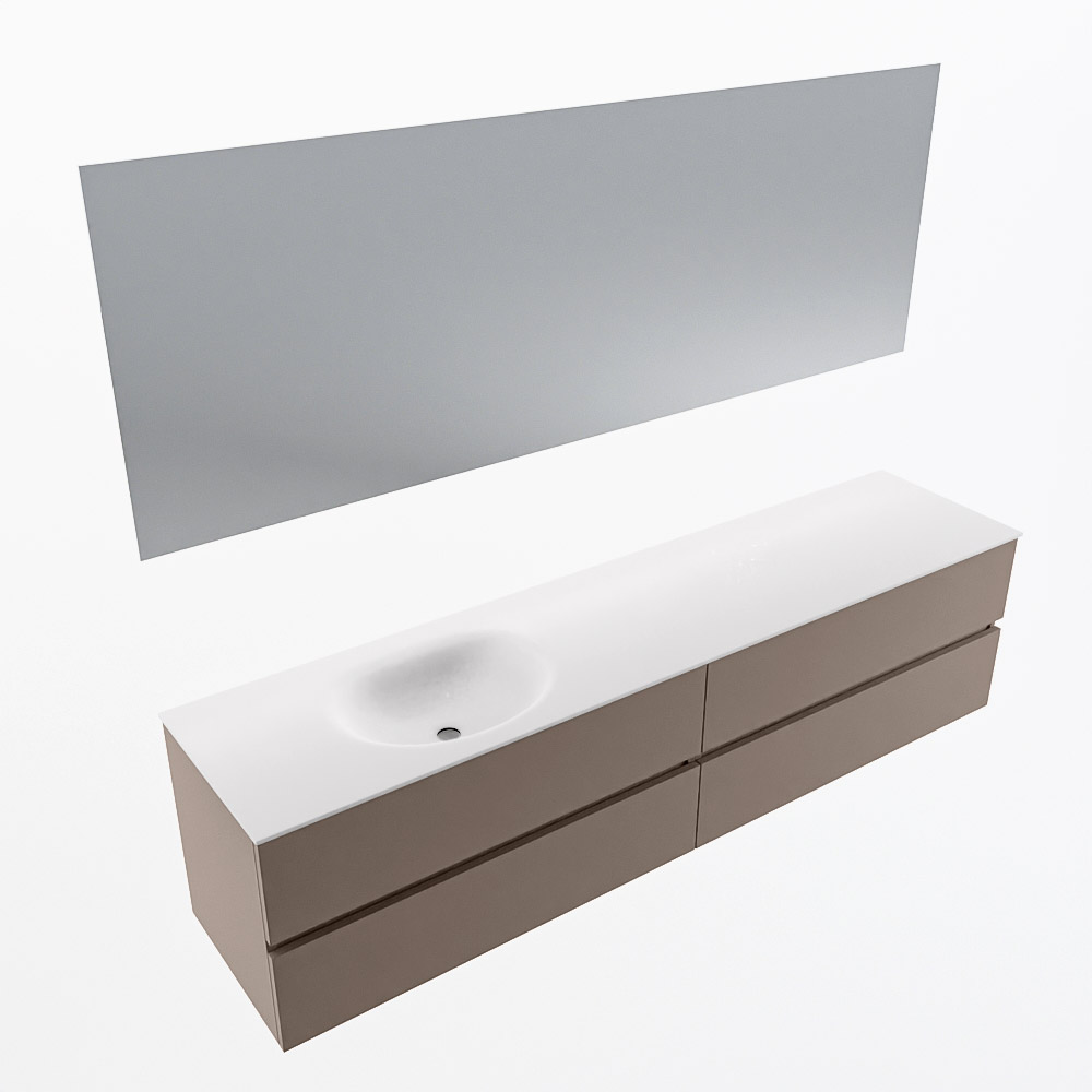 MONDIAZ VICA 200cm mueble de baño Smoke 4 cajones. Lavabo MOON Izquierda sin orificio color Talc con espejo LED. 6 MONDIAZ VICA 200cm mueble de baño Smoke 4 cajones. Lavabo MOON Izquierda sin orificio color Talc con espejo LED. - Imagen 6