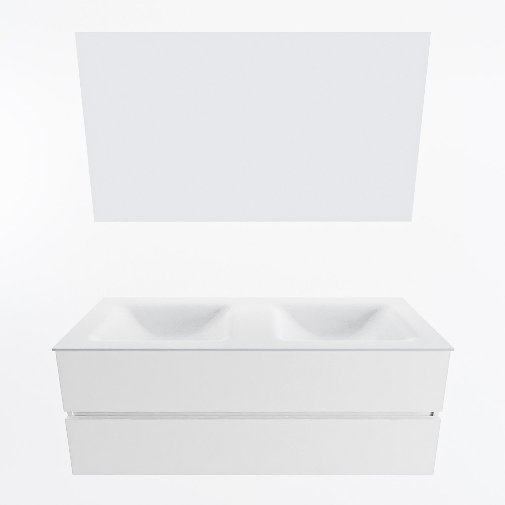 MONDIAZ VICA 130cm mueble de baño Talc 2 cajones. Lavabo CLOUD Doble 2 orificios color Talc con espejo LED. 4 MONDIAZ VICA 130cm mueble de baño Talc 2 cajones. Lavabo CLOUD Doble 2 orificios color Talc con espejo LED. - Imagen 5