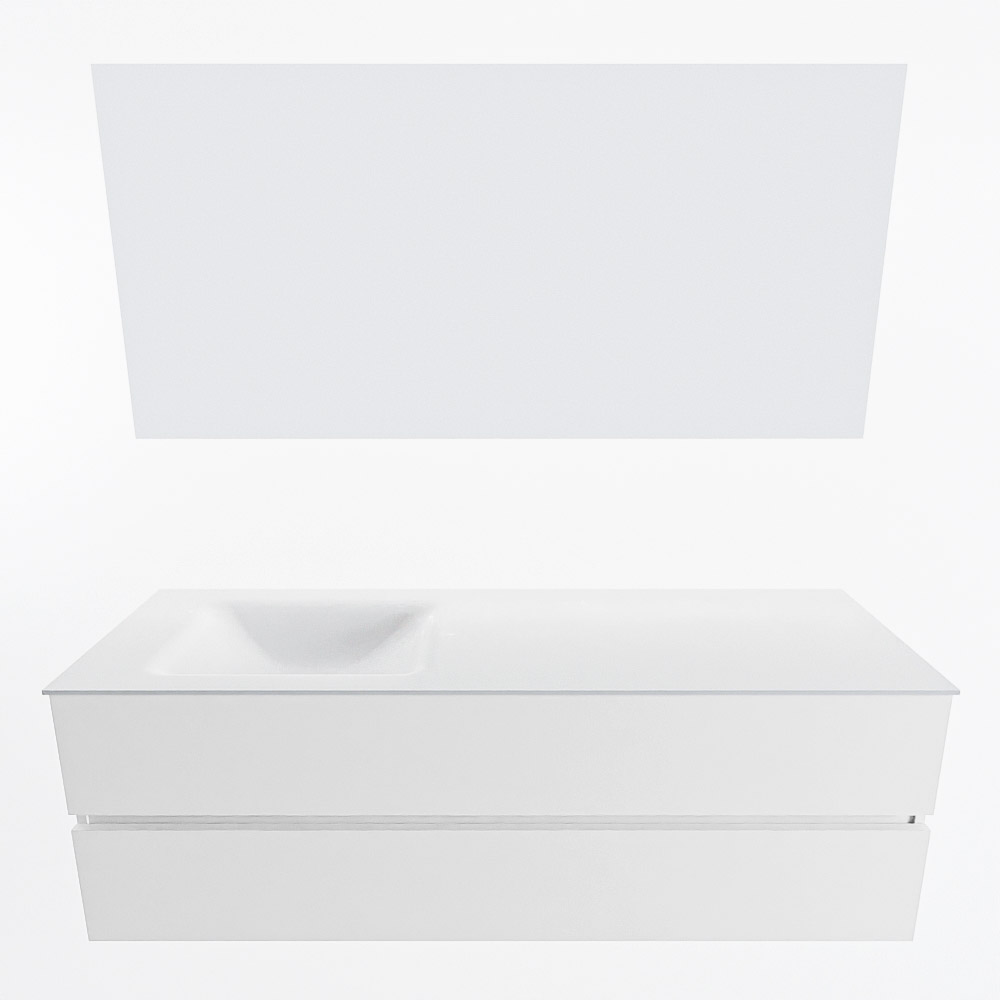 MONDIAZ VICA 150cm mueble de baño Talc 2 cajones. Lavabo CLOUD Izquierda 1 orificio color Talc con espejo LED. 5 MONDIAZ VICA 150cm mueble de baño Talc 2 cajones. Lavabo CLOUD Izquierda 1 orificio color Talc con espejo LED. - Imagen 5