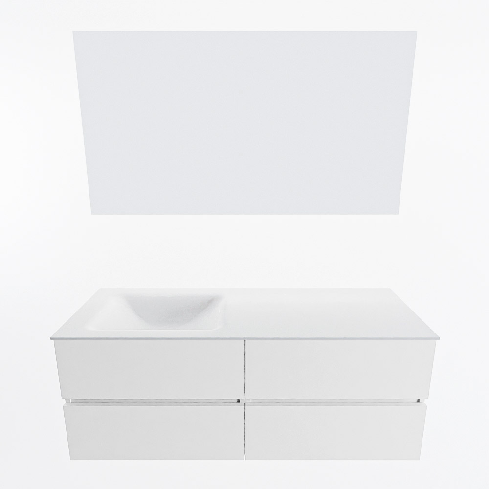 MONDIAZ VICA 130cm mueble de baño Talc 4 cajones. Lavabo CLOUD Izquierda 1 orificio color Talc con espejo LED. 4 MONDIAZ VICA 130cm mueble de baño Talc 4 cajones. Lavabo CLOUD Izquierda 1 orificio color Talc con espejo LED. - Imagen 5
