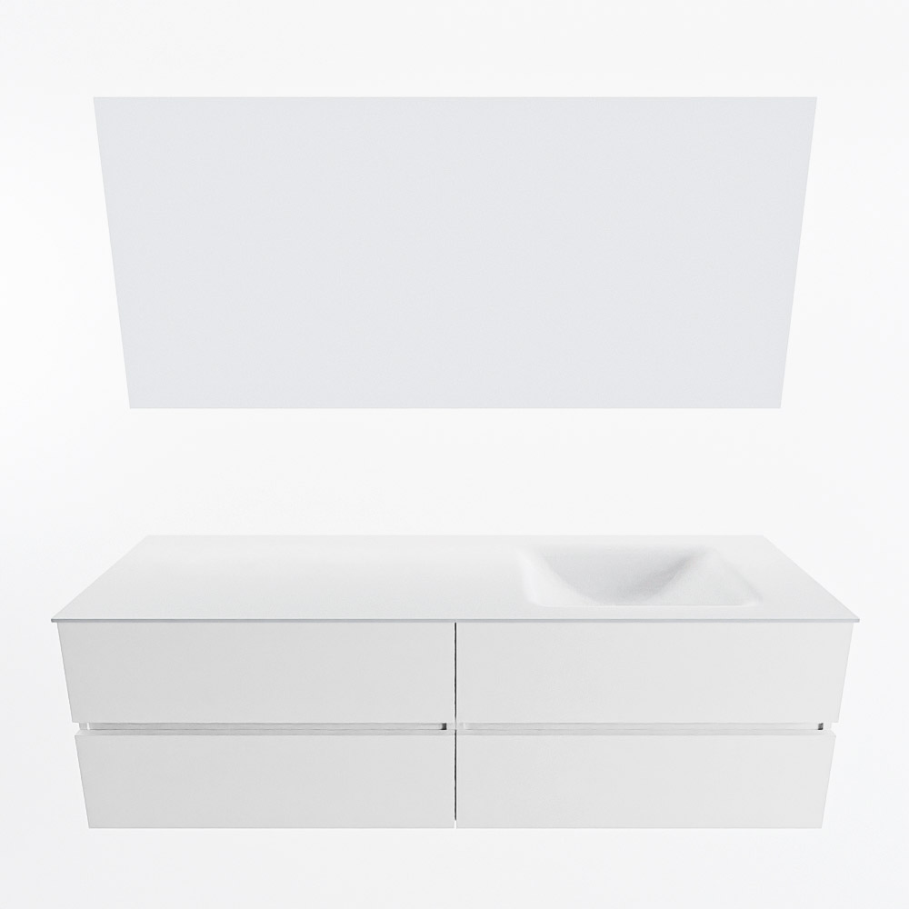 MONDIAZ VICA 160cm mueble de baño Talc 4 cajones. Lavabo CLOUD Derecho 1 orificio color Talc con espejo LED. 5 MONDIAZ VICA 160cm mueble de baño Talc 4 cajones. Lavabo CLOUD Derecho 1 orificio color Talc con espejo LED. - Imagen 5