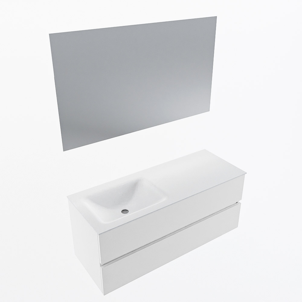 MONDIAZ VICA 120cm mueble de baño Talc 2 cajones. Lavabo CLOUD Izquierda 1 orificio color Talc con espejo LED. 6 MONDIAZ VICA 120cm mueble de baño Talc 2 cajones. Lavabo CLOUD Izquierda 1 orificio color Talc con espejo LED. - Imagen 6
