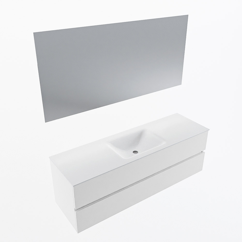 MONDIAZ VICA 150cm mueble de baño Talc 2 cajones. Lavabo CLOUD Centro sin orificio color Talc con espejo LED. 6 MONDIAZ VICA 150cm mueble de baño Talc 2 cajones. Lavabo CLOUD Centro sin orificio color Talc con espejo LED. - Imagen 6