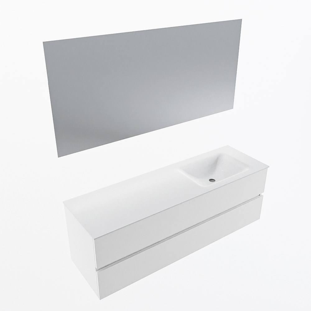 MONDIAZ VICA 150cm mueble de baño Talc 2 cajones. Lavabo CLOUD Derecho sin orificio color Talc con espejo LED. 6 MONDIAZ VICA 150cm mueble de baño Talc 2 cajones. Lavabo CLOUD Derecho sin orificio color Talc con espejo LED. - Imagen 6