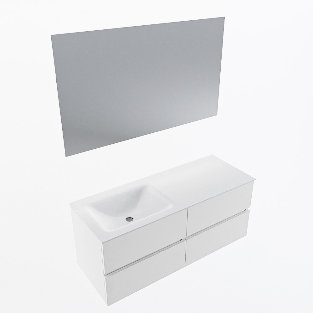 MONDIAZ VICA 120cm mueble de baño Talc 4 cajones. Lavabo CLOUD Izquierda 1 orificio color Talc con espejo LED. 6 MONDIAZ VICA 120cm mueble de baño Talc 4 cajones. Lavabo CLOUD Izquierda 1 orificio color Talc con espejo LED. - Imagen 6