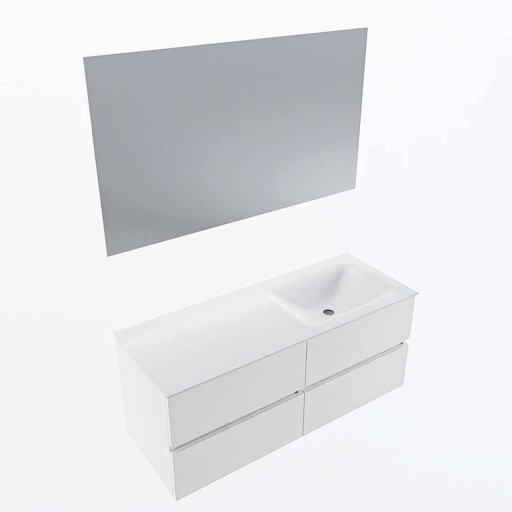 MONDIAZ VICA 120cm mueble de baño Talc 4 cajones. Lavabo CLOUD Derecho 1 orificio color Talc con espejo LED. 6 MONDIAZ VICA 120cm mueble de baño Talc 4 cajones. Lavabo CLOUD Derecho 1 orificio color Talc con espejo LED. - Imagen 6
