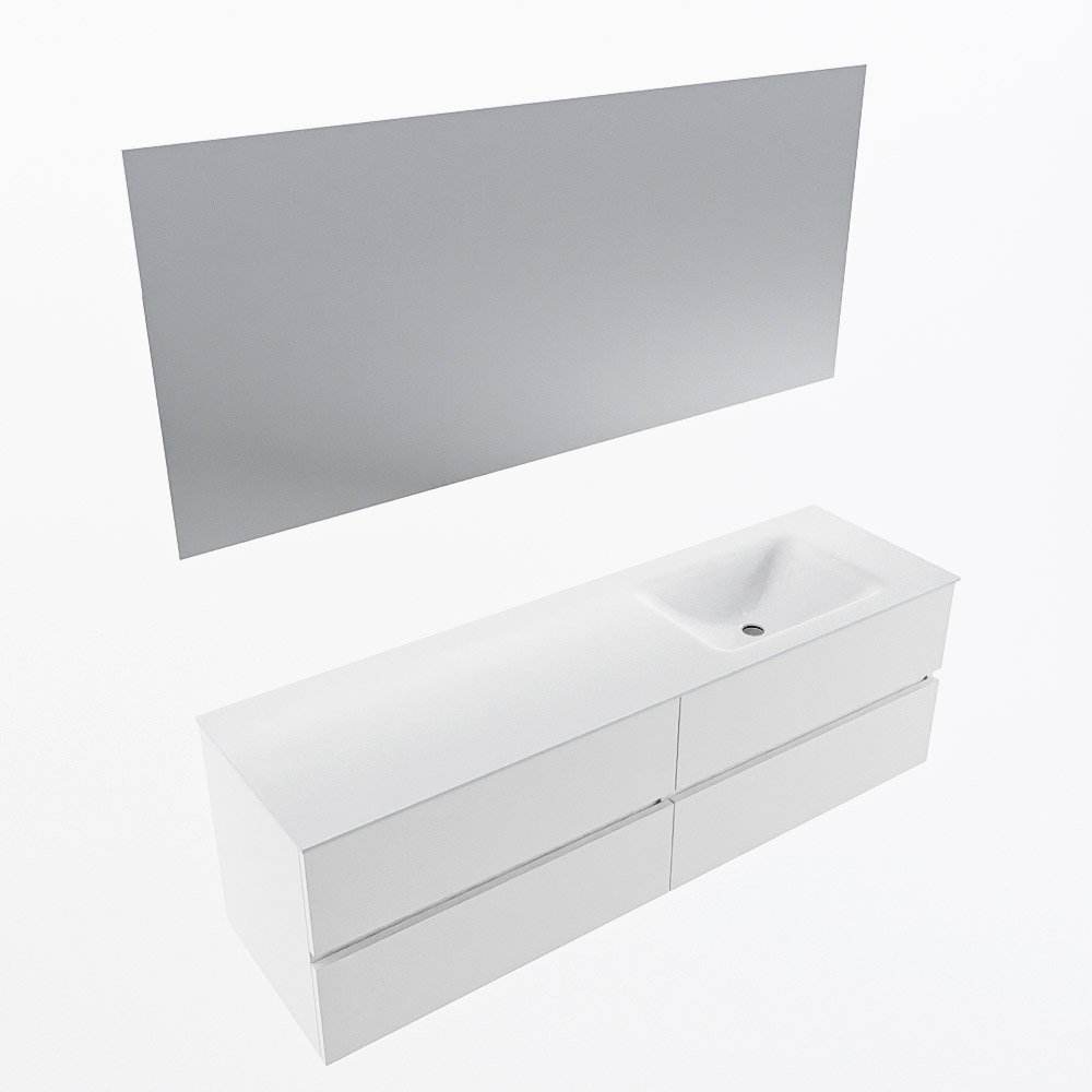 MONDIAZ VICA 160cm mueble de baño Talc 4 cajones. Lavabo CLOUD Derecho 1 orificio color Talc con espejo LED. 6 MONDIAZ VICA 160cm mueble de baño Talc 4 cajones. Lavabo CLOUD Derecho 1 orificio color Talc con espejo LED. - Imagen 6
