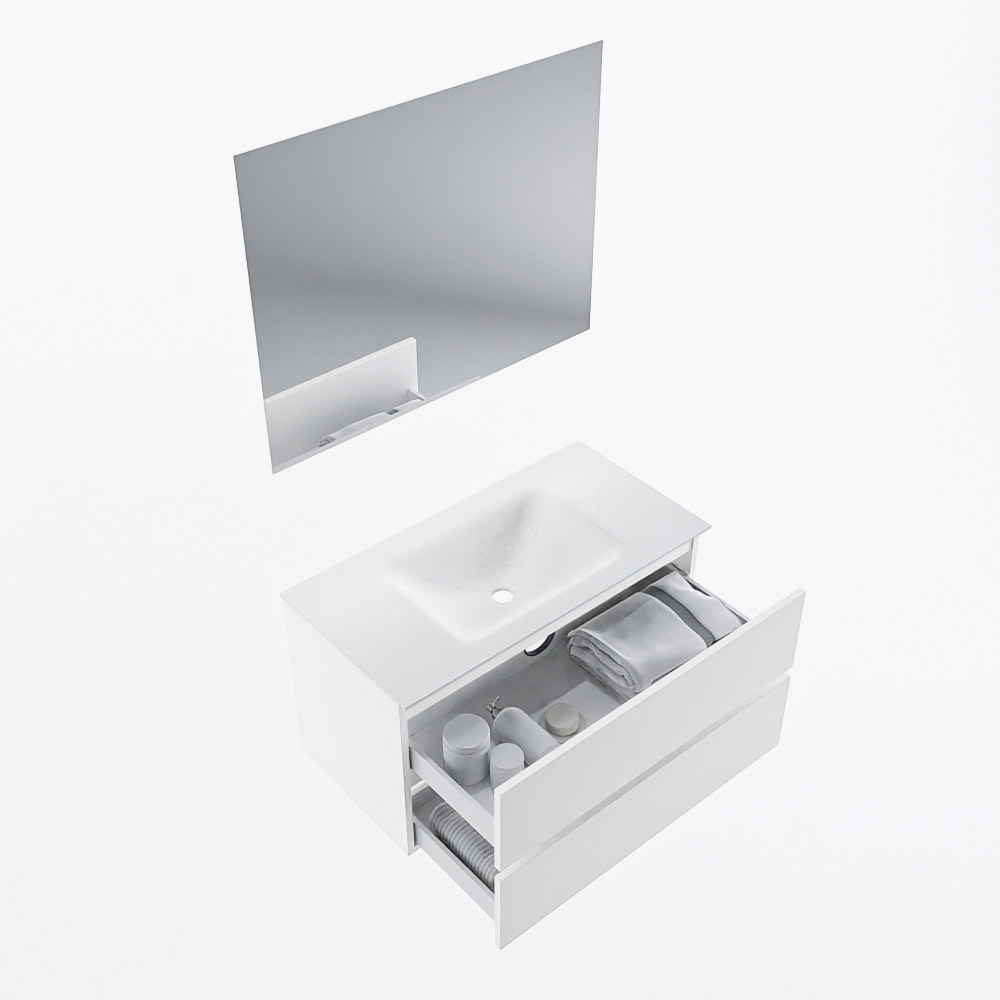 MONDIAZ VICA 90cm mueble de baño Talc 2 cajones. Lavabo CLOUD Centro 1 orificio color Talc con espejo LED. 7 MONDIAZ VICA 90cm mueble de baño Talc 2 cajones. Lavabo CLOUD Centro 1 orificio color Talc con espejo LED. - Imagen 7