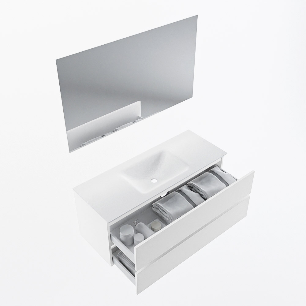 MONDIAZ VICA 120cm mueble de baño Talc 2 cajones. Lavabo CLOUD Centro 1 orificio color Talc con espejo LED. 7 MONDIAZ VICA 120cm mueble de baño Talc 2 cajones. Lavabo CLOUD Centro 1 orificio color Talc con espejo LED. - Imagen 7