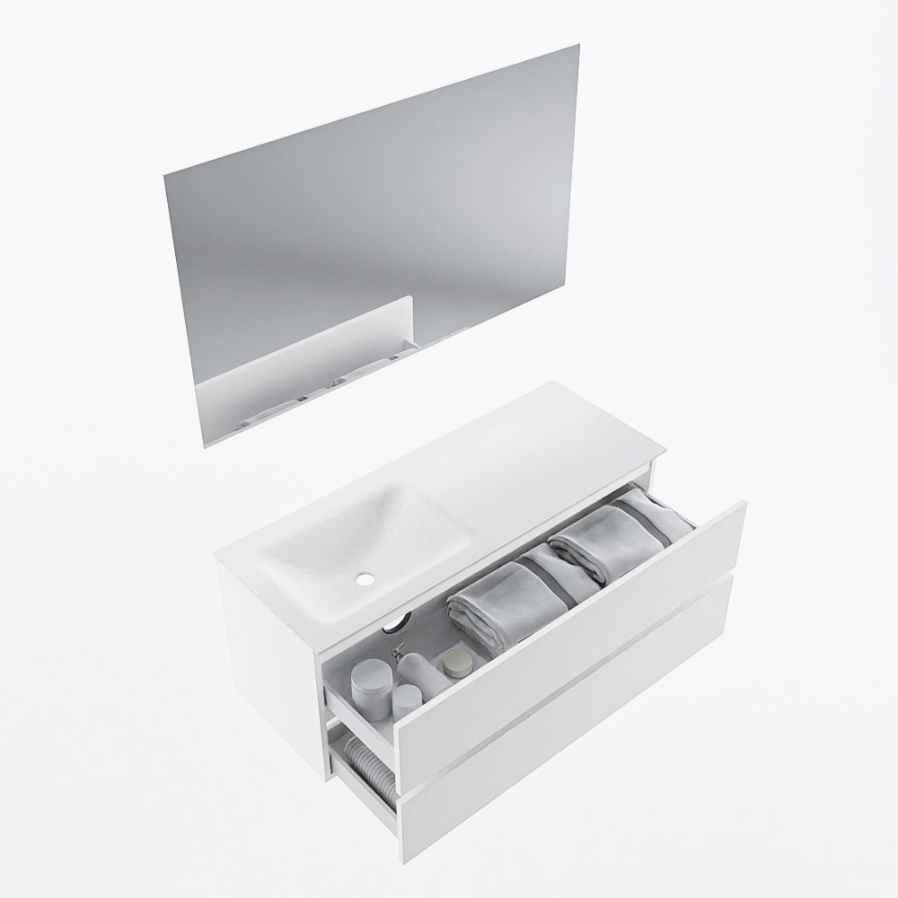MONDIAZ VICA 120cm mueble de baño Talc 2 cajones. Lavabo CLOUD Izquierda 1 orificio color Talc con espejo LED. 7 MONDIAZ VICA 120cm mueble de baño Talc 2 cajones. Lavabo CLOUD Izquierda 1 orificio color Talc con espejo LED. - Imagen 7