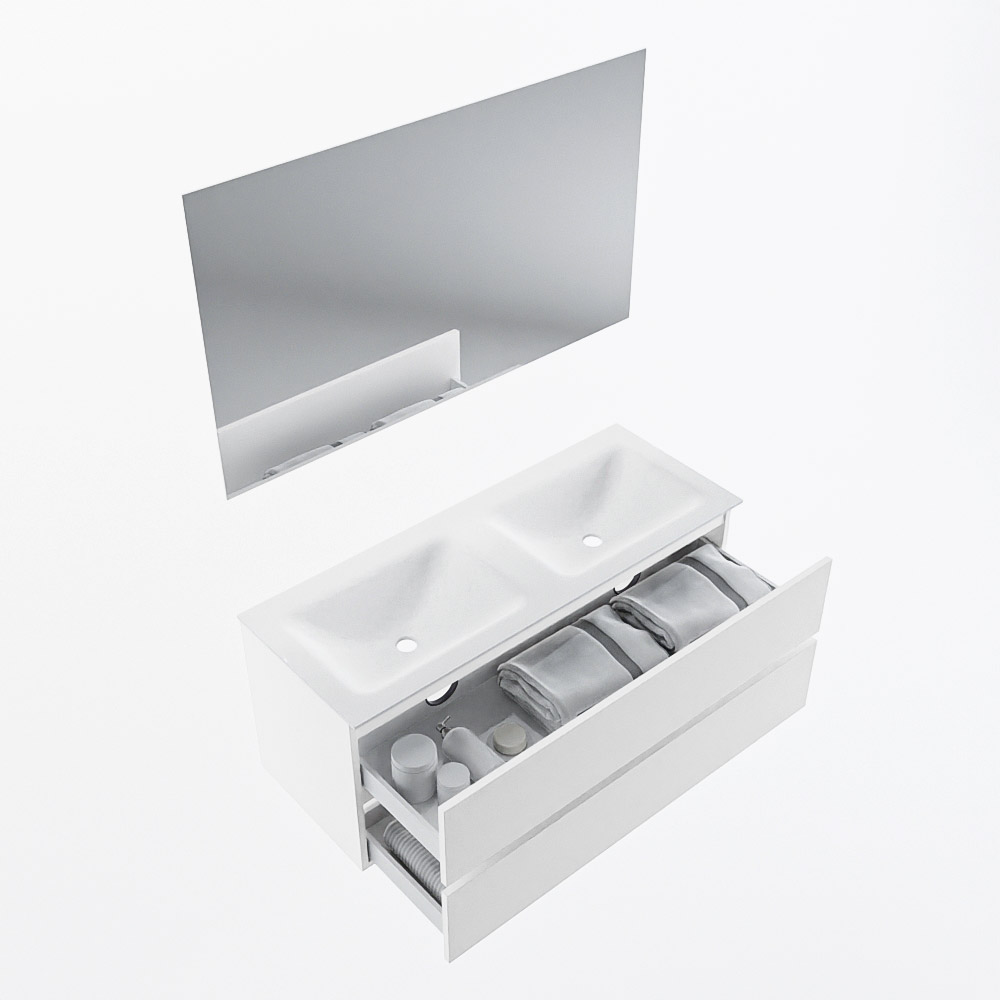 MONDIAZ VICA 120cm mueble de baño Talc 2 cajones. Lavabo CLOUD Doble sin orificio color Talc con espejo LED. 7 MONDIAZ VICA 120cm mueble de baño Talc 2 cajones. Lavabo CLOUD Doble sin orificio color Talc con espejo LED. - Imagen 7
