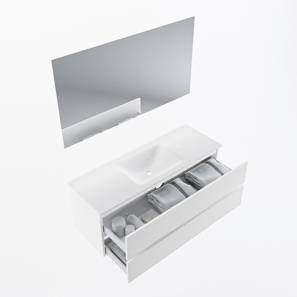 MONDIAZ VICA 130cm mueble de baño Talc 2 cajones. Lavabo CLOUD Centro sin orificio color Talc con espejo LED. 6 MONDIAZ VICA 130cm mueble de baño Talc 2 cajones. Lavabo CLOUD Centro sin orificio color Talc con espejo LED. - Imagen 7