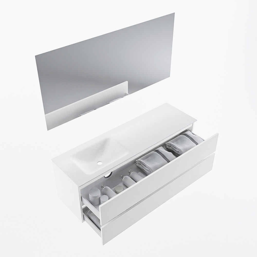 MONDIAZ VICA 150cm mueble de baño Talc 2 cajones. Lavabo CLOUD Izquierda 1 orificio color Talc con espejo LED. 7 MONDIAZ VICA 150cm mueble de baño Talc 2 cajones. Lavabo CLOUD Izquierda 1 orificio color Talc con espejo LED. - Imagen 7
