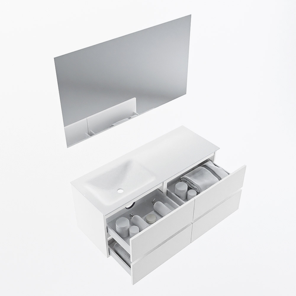 MONDIAZ VICA 120cm mueble de baño Talc 4 cajones. Lavabo CLOUD Izquierda 1 orificio color Talc con espejo LED. 7 MONDIAZ VICA 120cm mueble de baño Talc 4 cajones. Lavabo CLOUD Izquierda 1 orificio color Talc con espejo LED. - Imagen 7