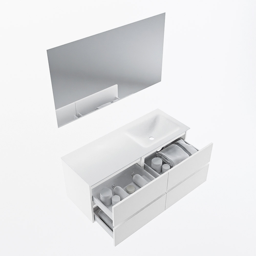 MONDIAZ VICA 120cm mueble de baño Talc 4 cajones. Lavabo CLOUD Derecho 1 orificio color Talc con espejo LED. 7 MONDIAZ VICA 120cm mueble de baño Talc 4 cajones. Lavabo CLOUD Derecho 1 orificio color Talc con espejo LED. - Imagen 7