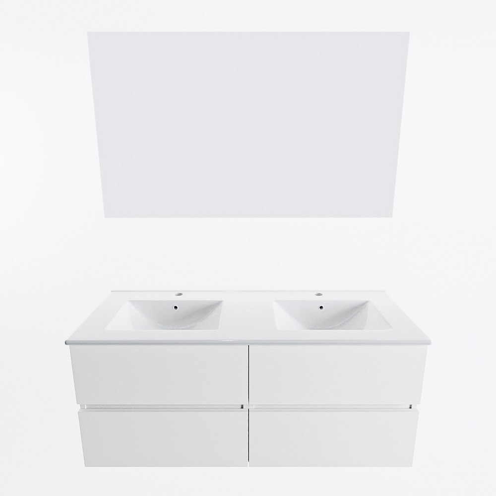 MONDIAZ VICA 120cm mueble de baño Talc 4 cajones. Lavabo DENIA Doble 2 orificios color Blanco brillo con espejo LED. 5 MONDIAZ VICA 120cm mueble de baño Talc 4 cajones. Lavabo DENIA Doble 2 orificios color Blanco brillo con espejo LED. - Imagen 5