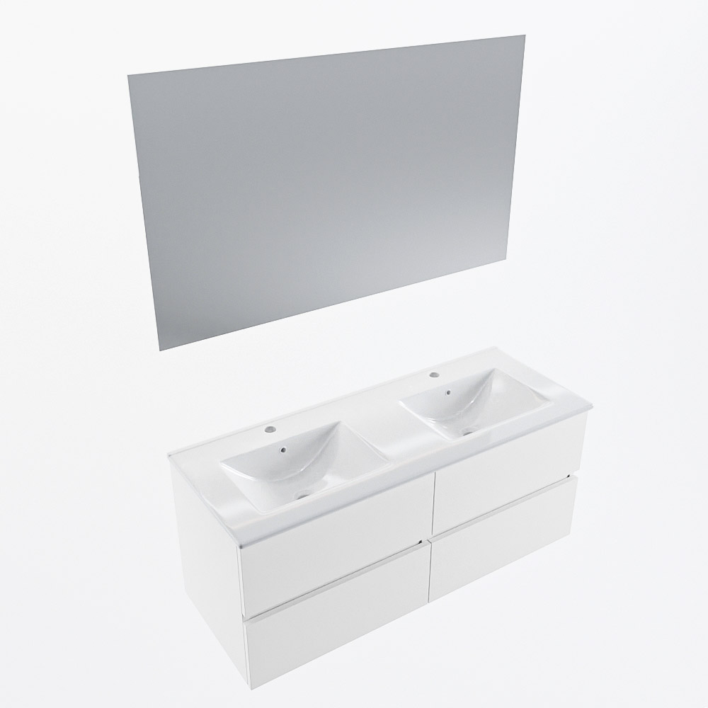 MONDIAZ VICA 120cm mueble de baño Talc 4 cajones. Lavabo DENIA Doble 2 orificios color Blanco brillo con espejo LED. 6 MONDIAZ VICA 120cm mueble de baño Talc 4 cajones. Lavabo DENIA Doble 2 orificios color Blanco brillo con espejo LED. - Imagen 6