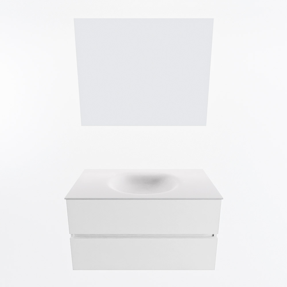 MONDIAZ VICA 90cm mueble de baño Talc 2 cajones. Lavabo MOON Centro 1 orificio color Talc con espejo LED. 5 MONDIAZ VICA 90cm mueble de baño Talc 2 cajones. Lavabo MOON Centro 1 orificio color Talc con espejo LED. - Imagen 5