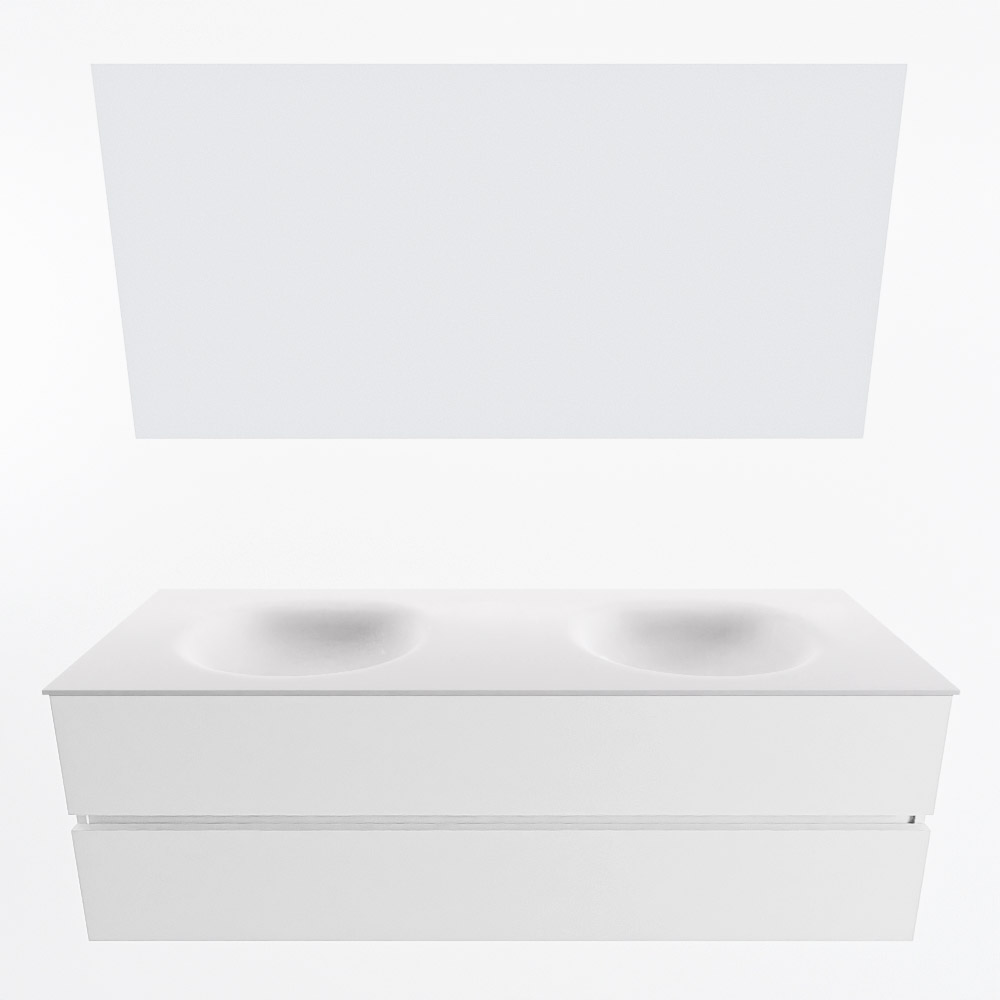 MONDIAZ VICA 150cm mueble de baño Talc 2 cajones. Lavabo MOON Doble 2 orificios color Talc con espejo LED. 5 MONDIAZ VICA 150cm mueble de baño Talc 2 cajones. Lavabo MOON Doble 2 orificios color Talc con espejo LED. - Imagen 5