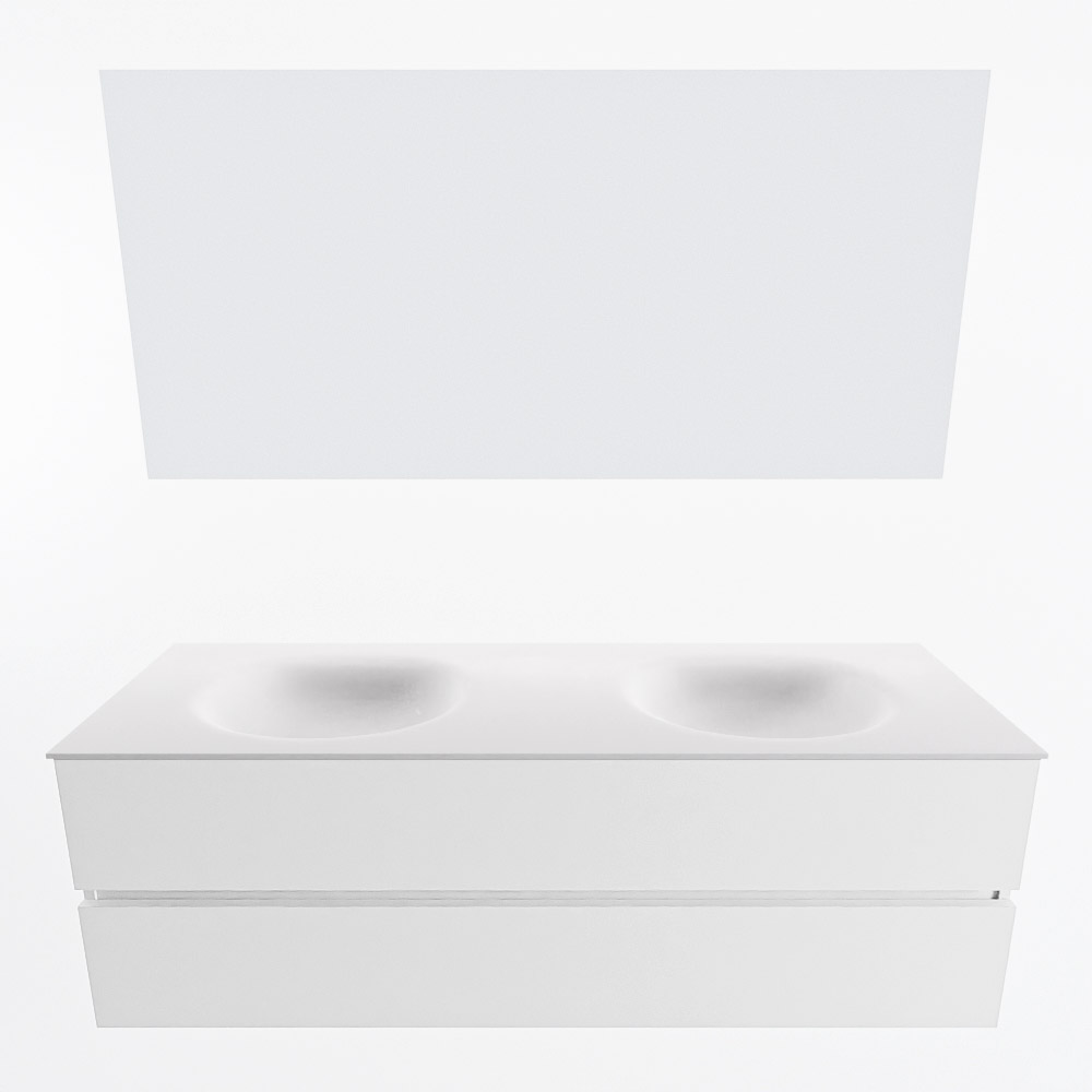 MONDIAZ VICA 150cm mueble de baño Talc 2 cajones. Lavabo MOON Doble sin orificio color Talc con espejo LED. 5 MONDIAZ VICA 150cm mueble de baño Talc 2 cajones. Lavabo MOON Doble sin orificio color Talc con espejo LED. - Imagen 5