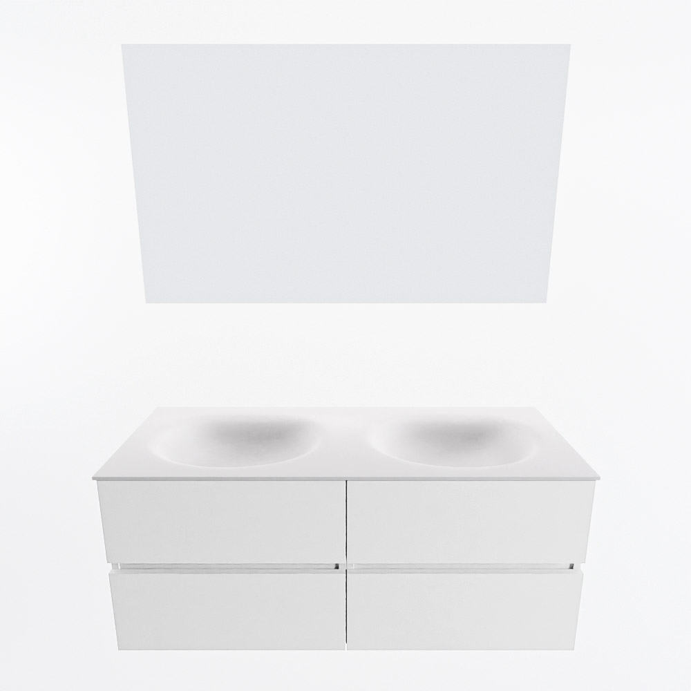 MONDIAZ VICA 120cm mueble de baño Talc 4 cajones. Lavabo MOON Doble 2 orificios color Talc con espejo LED. 5 MONDIAZ VICA 120cm mueble de baño Talc 4 cajones. Lavabo MOON Doble 2 orificios color Talc con espejo LED. - Imagen 5