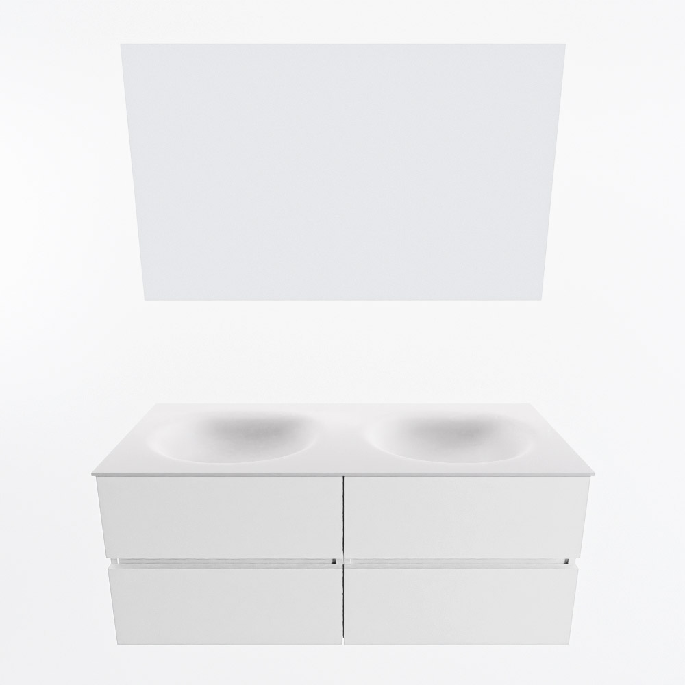 MONDIAZ VICA 120cm mueble de baño Talc 4 cajones. Lavabo MOON Doble sin orificio color Talc con espejo LED. 5 MONDIAZ VICA 120cm mueble de baño Talc 4 cajones. Lavabo MOON Doble sin orificio color Talc con espejo LED. - Imagen 5
