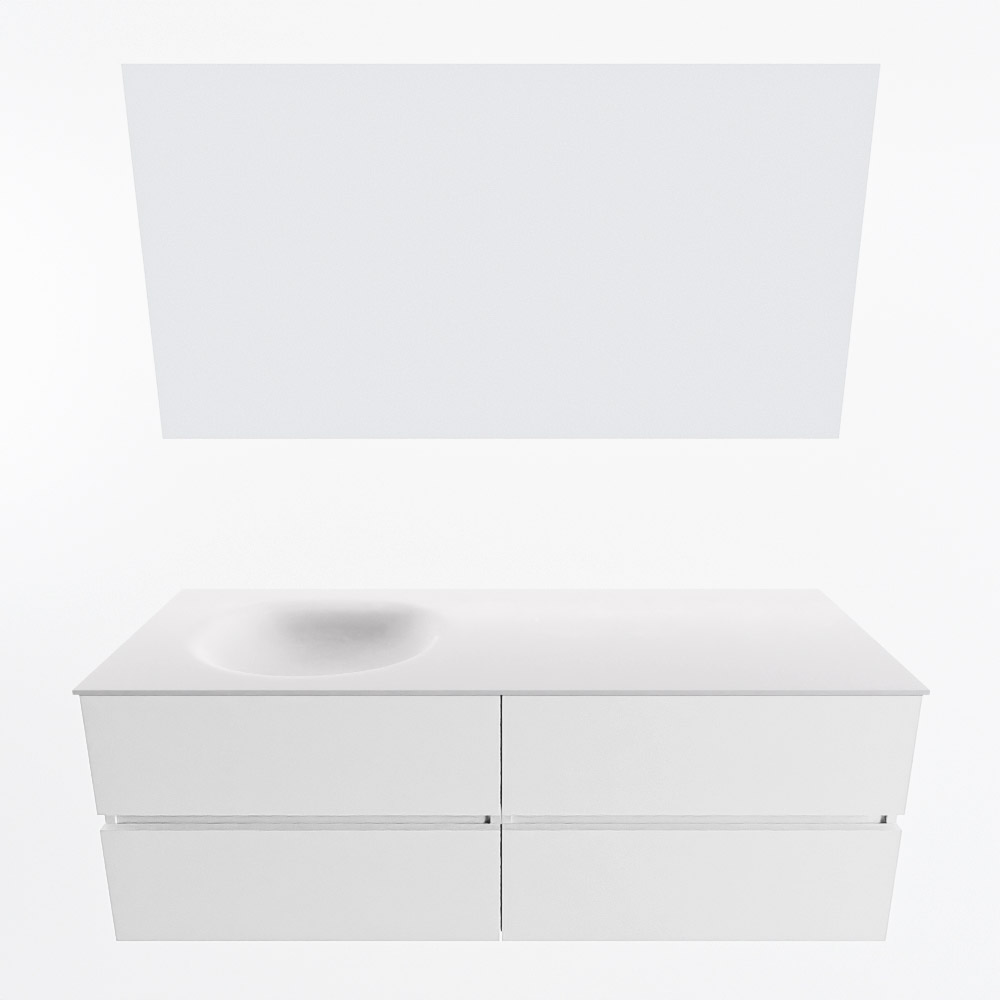 MONDIAZ VICA 140cm mueble de baño Talc 4 cajones. Lavabo MOON Izquierda 1 orificio color Talc con espejo LED. 4 MONDIAZ VICA 140cm mueble de baño Talc 4 cajones. Lavabo MOON Izquierda 1 orificio color Talc con espejo LED. - Imagen 5