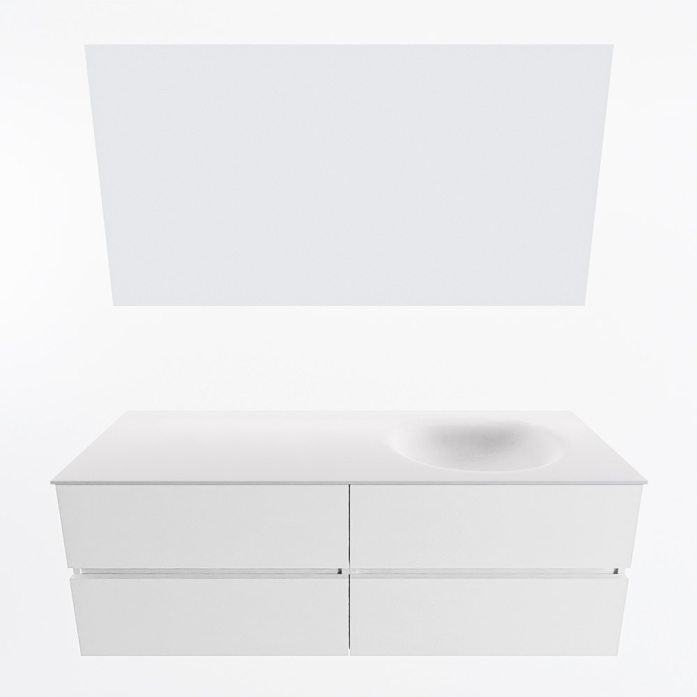 MONDIAZ VICA 140cm mueble de baño Talc 4 cajones. Lavabo MOON Derecho sin orificio color Talc con espejo LED. 4 MONDIAZ VICA 140cm mueble de baño Talc 4 cajones. Lavabo MOON Derecho sin orificio color Talc con espejo LED. - Imagen 5