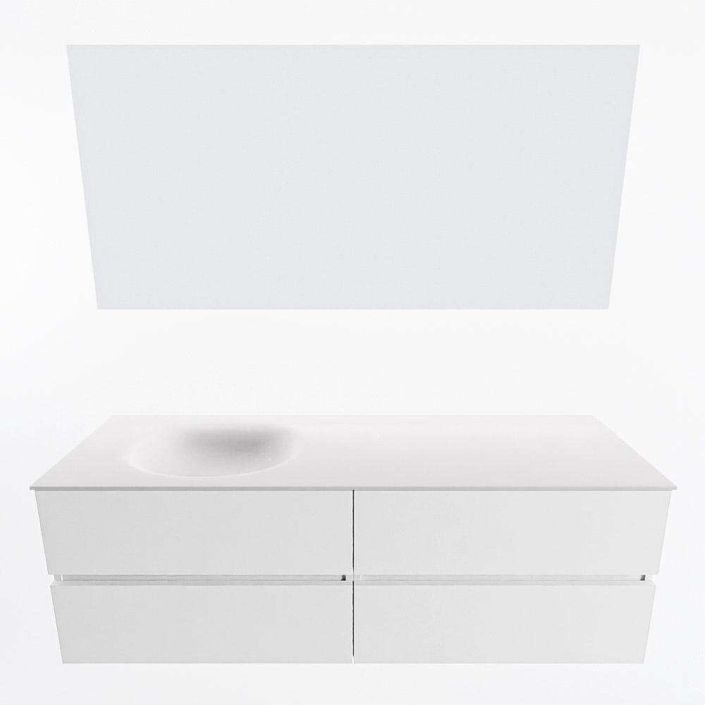 MONDIAZ VICA 150cm mueble de baño Talc 4 cajones. Lavabo MOON Izquierda 1 orificio color Talc con espejo LED. 5 MONDIAZ VICA 150cm mueble de baño Talc 4 cajones. Lavabo MOON Izquierda 1 orificio color Talc con espejo LED. - Imagen 5
