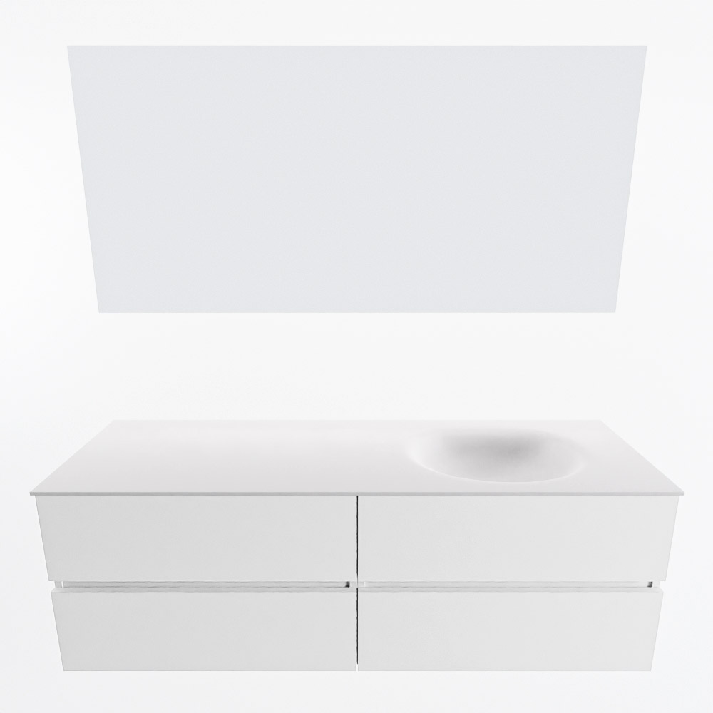 MONDIAZ VICA 150cm mueble de baño Talc 4 cajones. Lavabo MOON Derecho sin orificio color Talc con espejo LED. 5 MONDIAZ VICA 150cm mueble de baño Talc 4 cajones. Lavabo MOON Derecho sin orificio color Talc con espejo LED. - Imagen 5