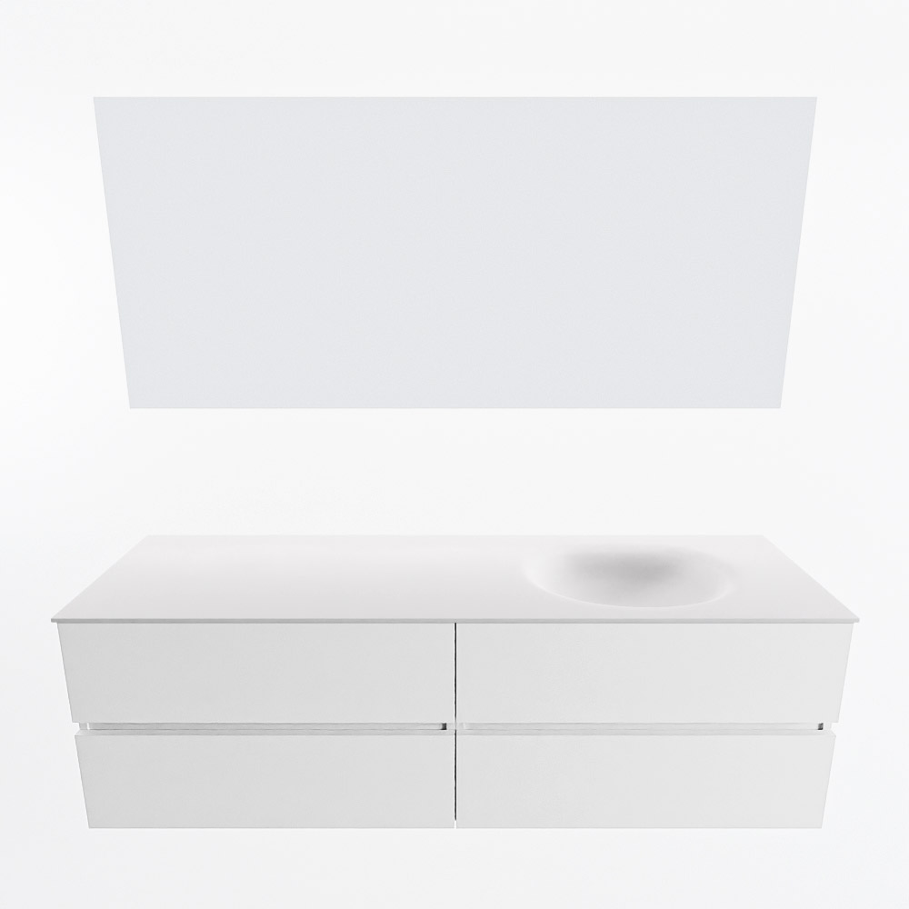 MONDIAZ VICA 160cm mueble de baño Talc 4 cajones. Lavabo MOON Derecho sin orificio color Talc con espejo LED. 5 MONDIAZ VICA 160cm mueble de baño Talc 4 cajones. Lavabo MOON Derecho sin orificio color Talc con espejo LED. - Imagen 5
