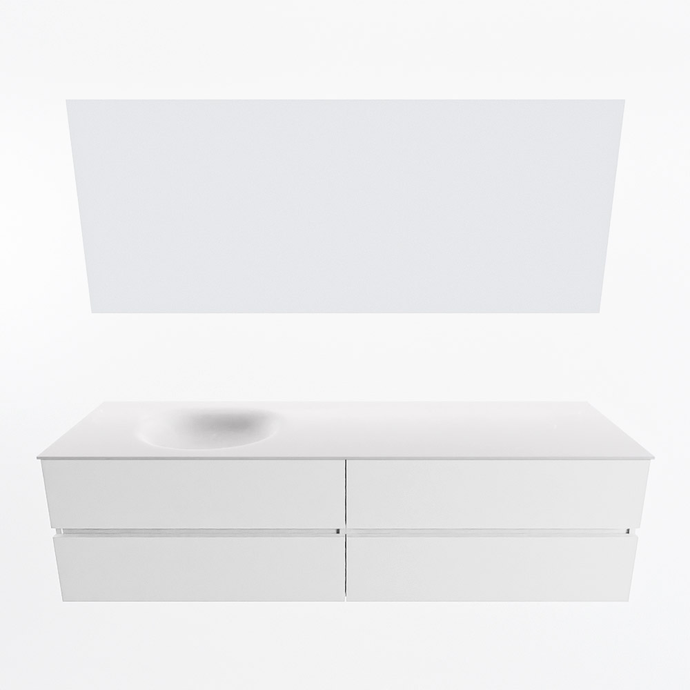 MONDIAZ VICA 180cm mueble de baño Talc 4 cajones. Lavabo MOON Izquierda 1 orificio color Talc con espejo LED. 5 MONDIAZ VICA 180cm mueble de baño Talc 4 cajones. Lavabo MOON Izquierda 1 orificio color Talc con espejo LED. - Imagen 5
