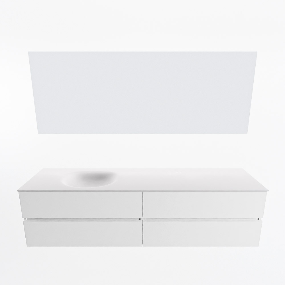 MONDIAZ VICA 190cm mueble de baño Talc 4 cajones. Lavabo MOON Izquierda sin orificio color Talc con espejo LED. 5 MONDIAZ VICA 190cm mueble de baño Talc 4 cajones. Lavabo MOON Izquierda sin orificio color Talc con espejo LED. - Imagen 5