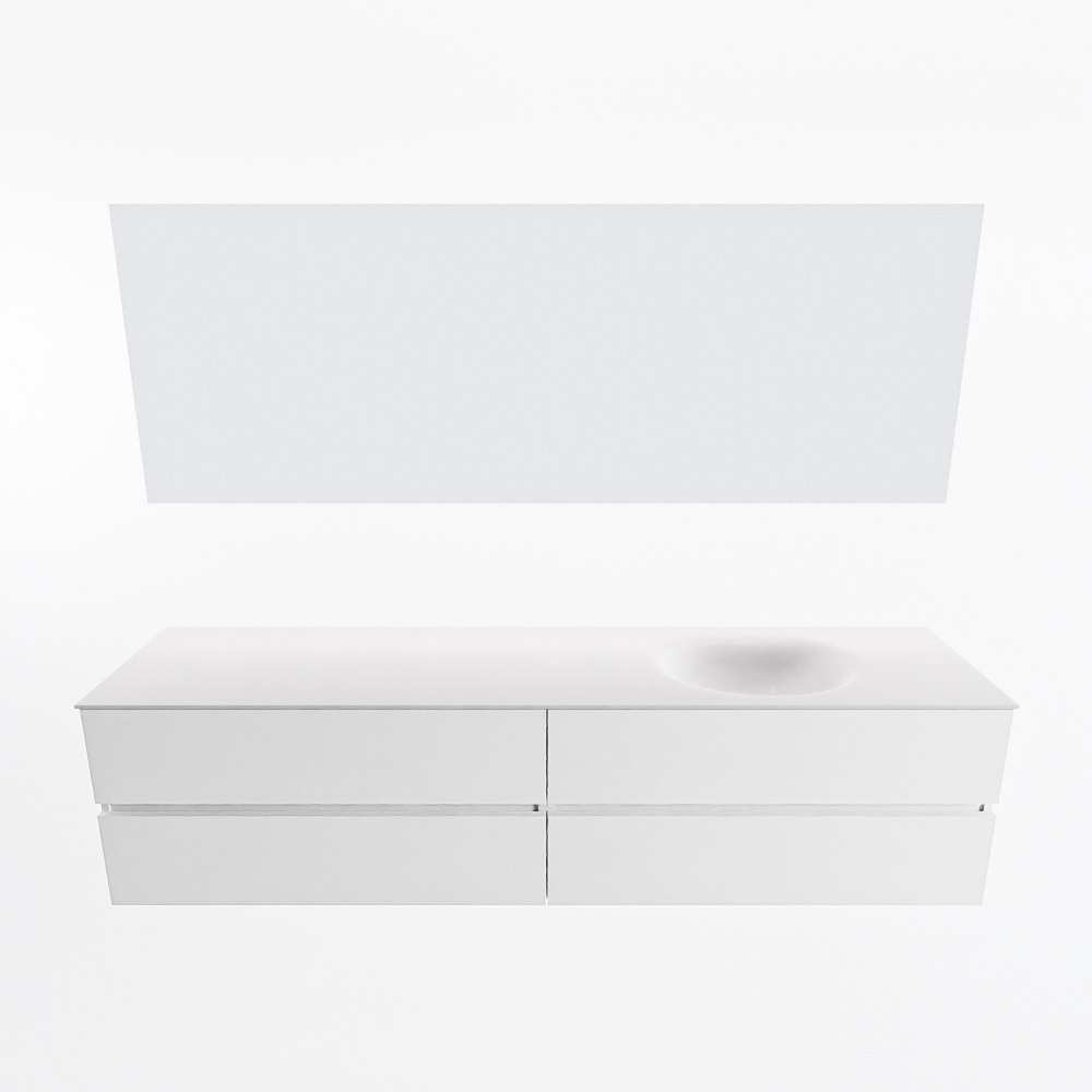 MONDIAZ VICA 200cm mueble de baño Talc 4 cajones. Lavabo MOON Derecho 1 orificio color Talc con espejo LED. 5 MONDIAZ VICA 200cm mueble de baño Talc 4 cajones. Lavabo MOON Derecho 1 orificio color Talc con espejo LED. - Imagen 5