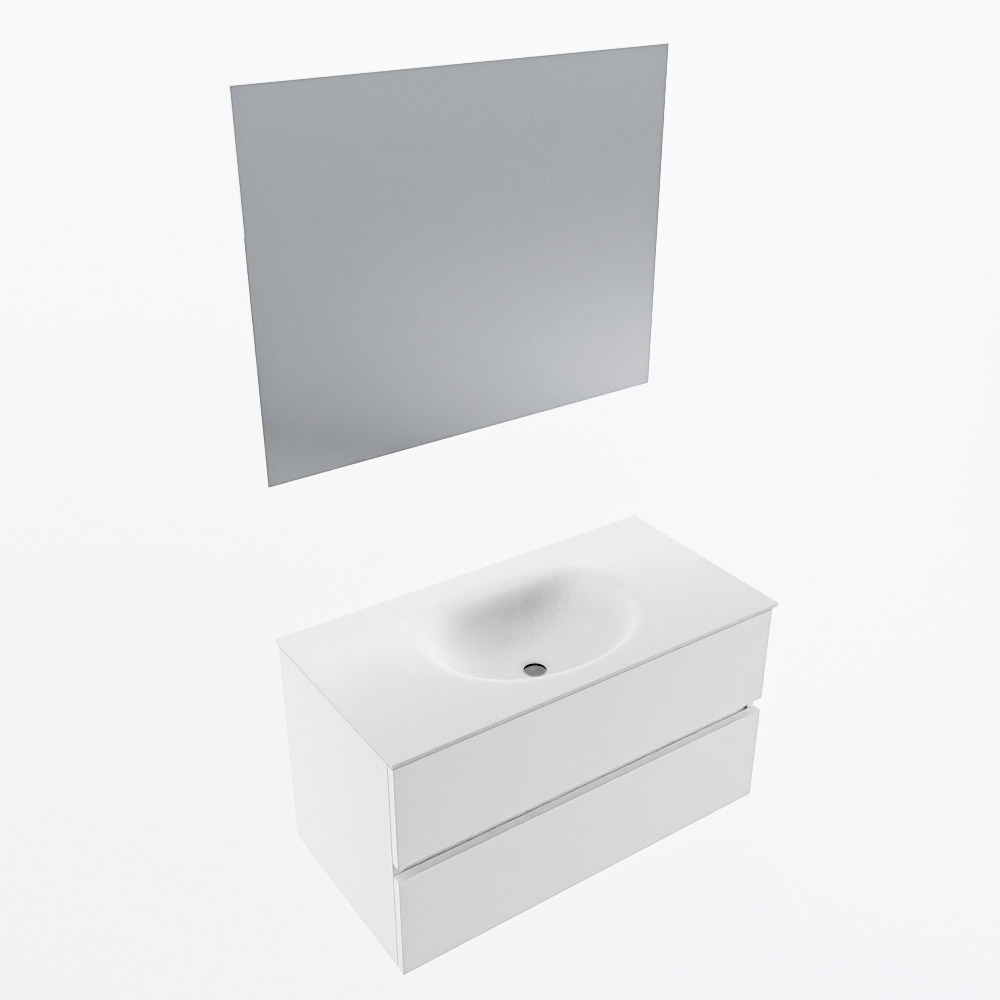 MONDIAZ VICA 90cm mueble de baño Talc 2 cajones. Lavabo MOON Centro 1 orificio color Talc con espejo LED. 6 MONDIAZ VICA 90cm mueble de baño Talc 2 cajones. Lavabo MOON Centro 1 orificio color Talc con espejo LED. - Imagen 6