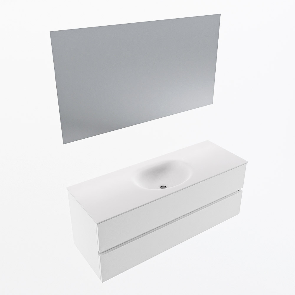 MONDIAZ VICA 130cm mueble de baño Talc 2 cajones. Lavabo MOON Centro sin orificio color Talc con espejo LED. 5 MONDIAZ VICA 130cm mueble de baño Talc 2 cajones. Lavabo MOON Centro sin orificio color Talc con espejo LED. - Imagen 6