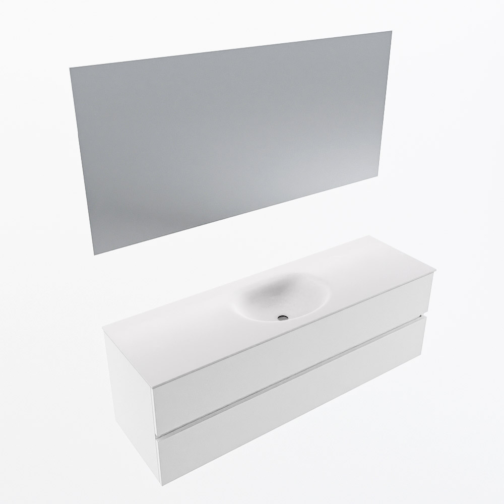 MONDIAZ VICA 150cm mueble de baño Talc 2 cajones. Lavabo MOON Centro 1 orificio color Talc con espejo LED. 6 MONDIAZ VICA 150cm mueble de baño Talc 2 cajones. Lavabo MOON Centro 1 orificio color Talc con espejo LED. - Imagen 6