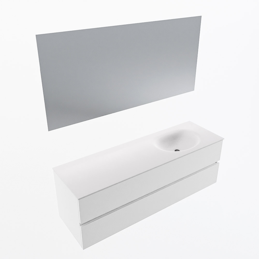 MONDIAZ VICA 150cm mueble de baño Talc 2 cajones. Lavabo MOON Derecho sin orificio color Talc con espejo LED. 6 MONDIAZ VICA 150cm mueble de baño Talc 2 cajones. Lavabo MOON Derecho sin orificio color Talc con espejo LED. - Imagen 6