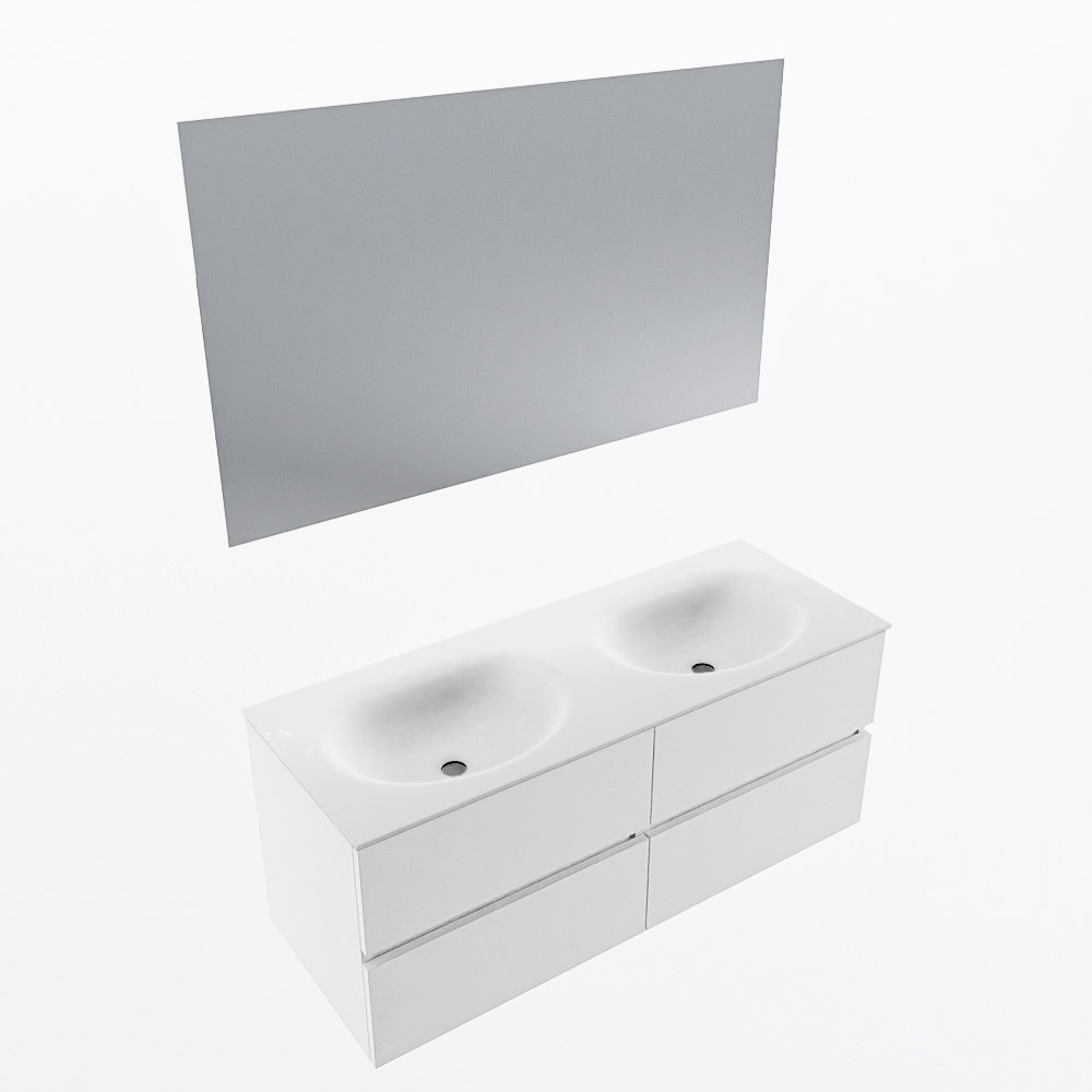 MONDIAZ VICA 120cm mueble de baño Talc 4 cajones. Lavabo MOON Doble 2 orificios color Talc con espejo LED. 6 MONDIAZ VICA 120cm mueble de baño Talc 4 cajones. Lavabo MOON Doble 2 orificios color Talc con espejo LED. - Imagen 6