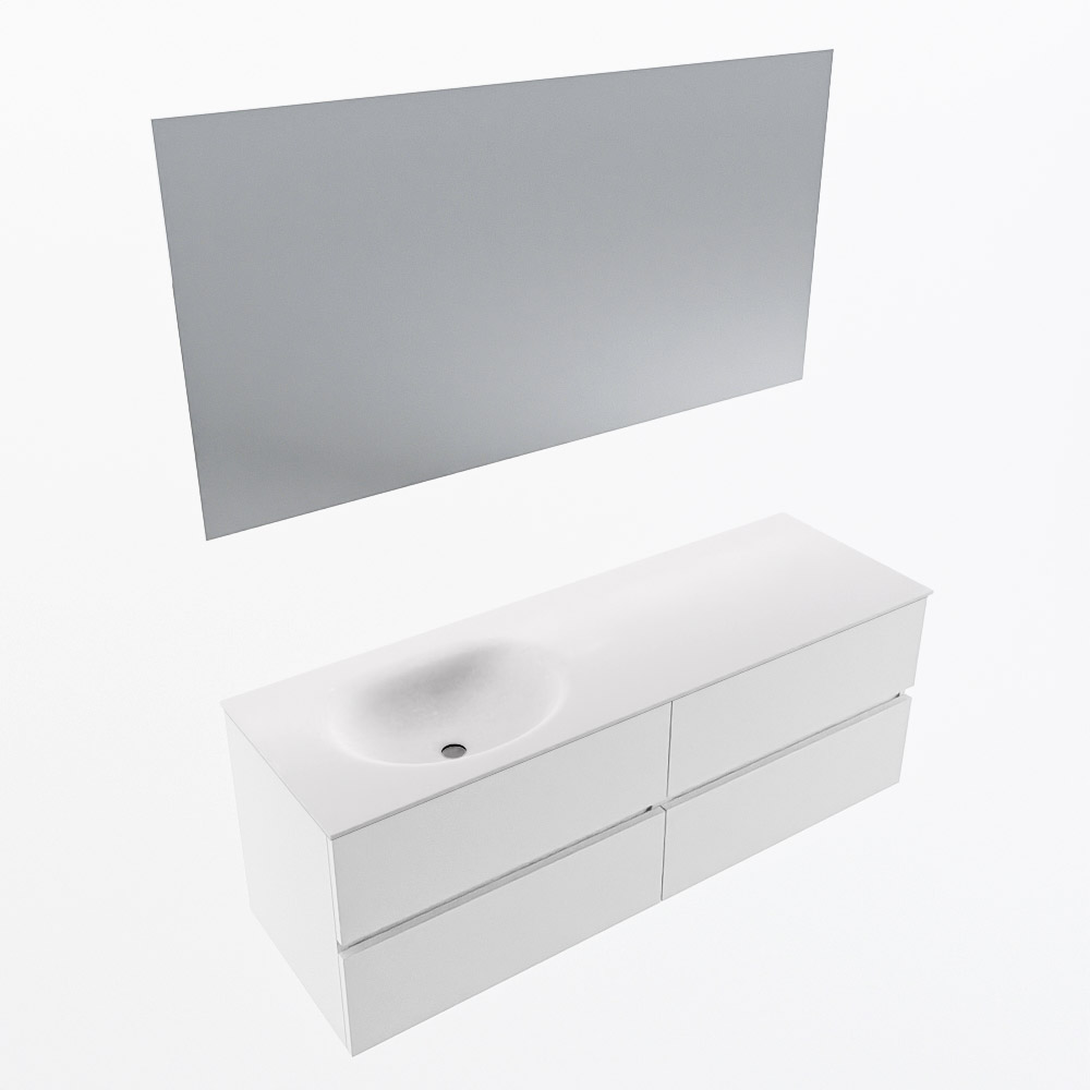 MONDIAZ VICA 140cm mueble de baño Talc 4 cajones. Lavabo MOON Izquierda 1 orificio color Talc con espejo LED. 5 MONDIAZ VICA 140cm mueble de baño Talc 4 cajones. Lavabo MOON Izquierda 1 orificio color Talc con espejo LED. - Imagen 6