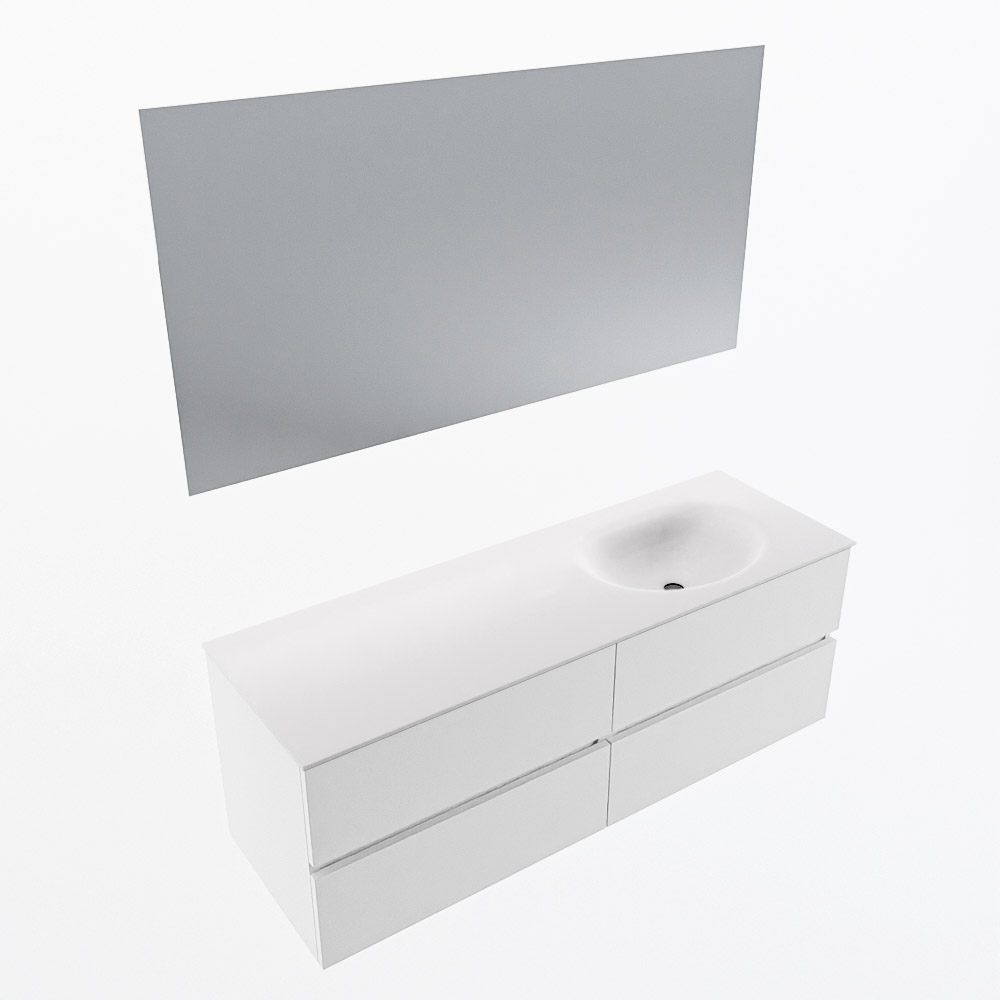 MONDIAZ VICA 140cm mueble de baño Talc 4 cajones. Lavabo MOON Derecho sin orificio color Talc con espejo LED. 5 MONDIAZ VICA 140cm mueble de baño Talc 4 cajones. Lavabo MOON Derecho sin orificio color Talc con espejo LED. - Imagen 6