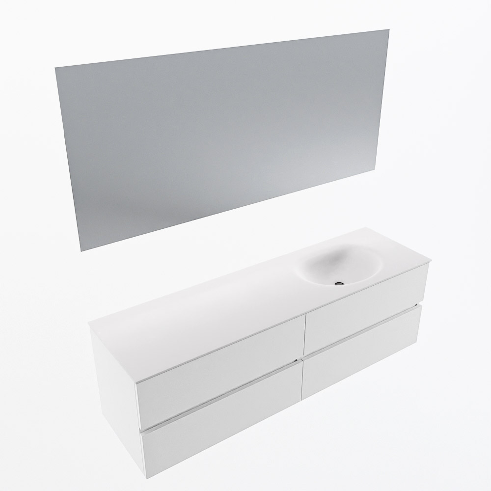 MONDIAZ VICA 160cm mueble de baño Talc 4 cajones. Lavabo MOON Derecho sin orificio color Talc con espejo LED. 6 MONDIAZ VICA 160cm mueble de baño Talc 4 cajones. Lavabo MOON Derecho sin orificio color Talc con espejo LED. - Imagen 6