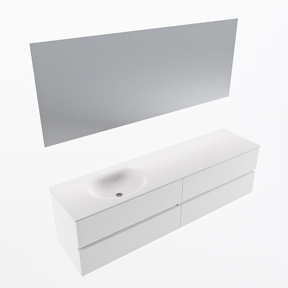 MONDIAZ VICA 180cm mueble de baño Talc 4 cajones. Lavabo MOON Izquierda 1 orificio color Talc con espejo LED. 6 MONDIAZ VICA 180cm mueble de baño Talc 4 cajones. Lavabo MOON Izquierda 1 orificio color Talc con espejo LED. - Imagen 6